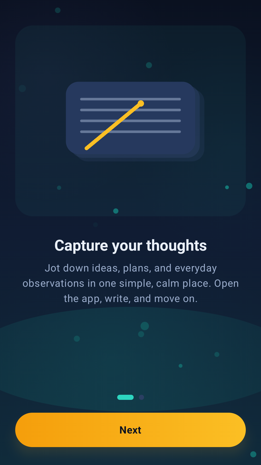 Pure Note Journal onboarding screen
